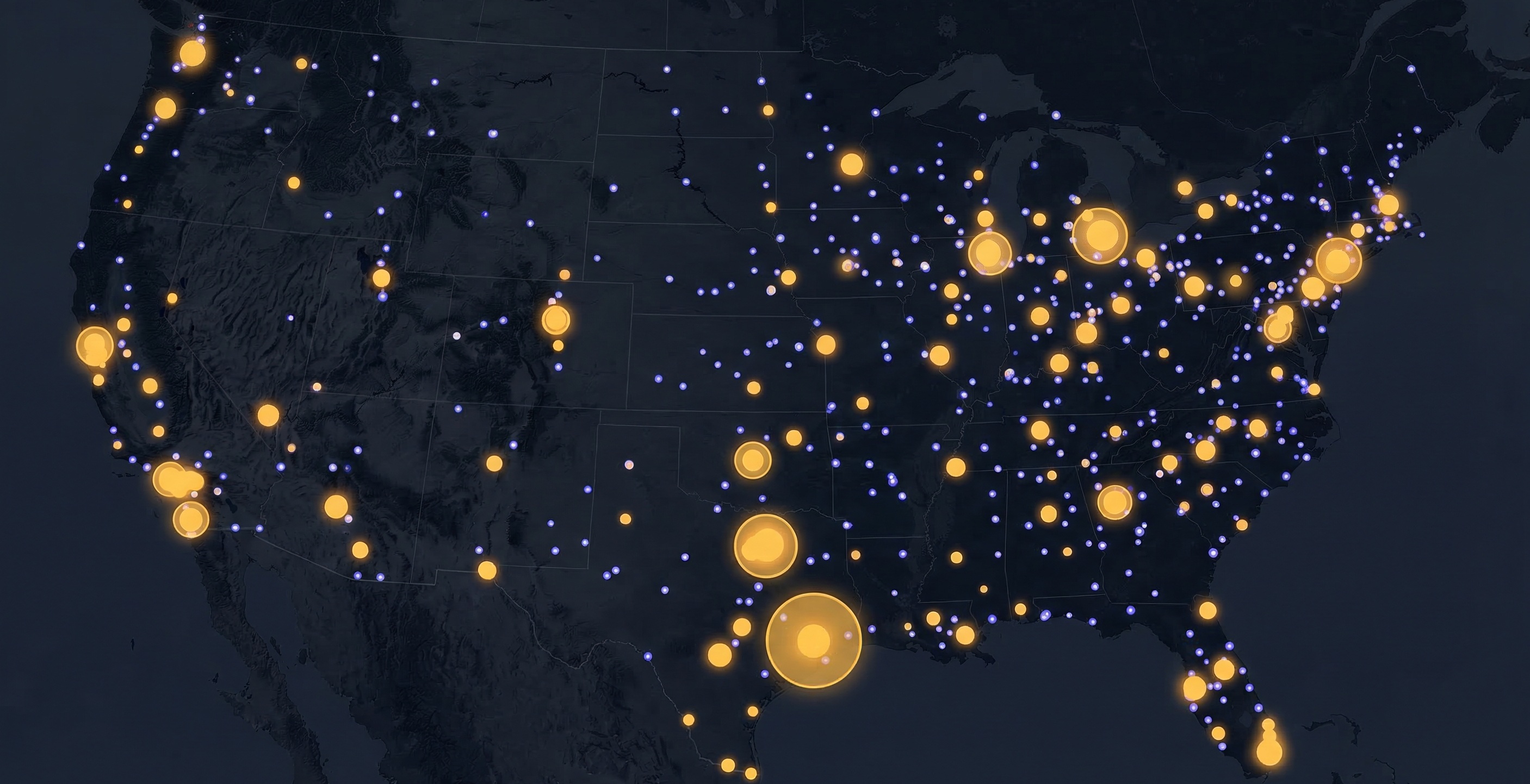 Map showing United Field Services Group project coverage across the United States